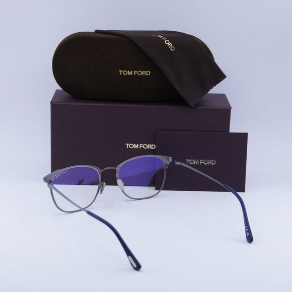 Tom Ford FT5750-B 091 Eyeglasses Blue/Ruthenium 54mm Square Frame - Picture 7 of 8